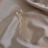 Silver Needle Rhinestone Leaf Tassel Stud Earrings for Women - Elegant, Fashionable, Niche Design Jewelry with a Luxurious Feel