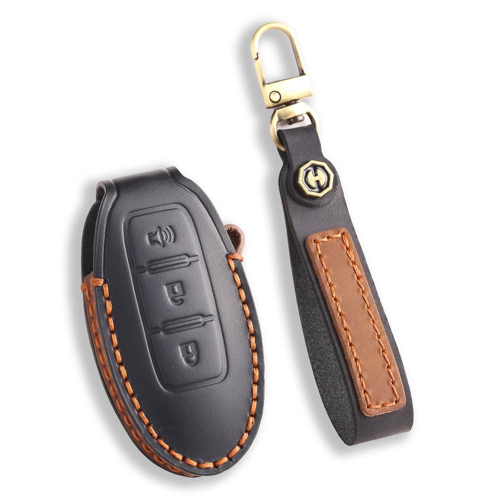 Leather key case Suitable for Nissan Teana Qashqai Jinke car key case Cowhide protective case