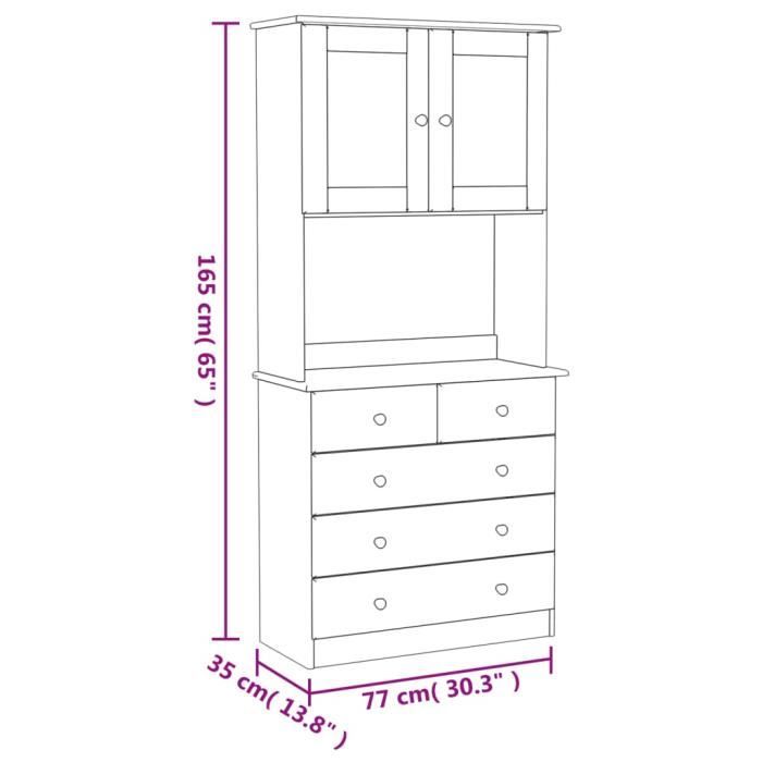 VidaXL Buffet ALTA 77x35x165 Cm Solid Pine Wood 3187779