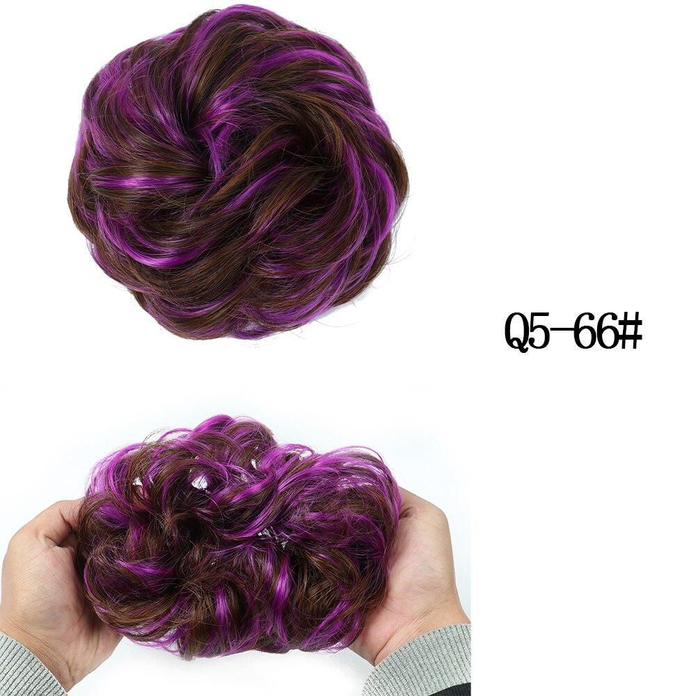 MISSQUEEN Messy Chignon Donut Hair Bun Pad Elastic Hair Rope Rubber Band Synthetic Hairpiece Black Gary Brown Color