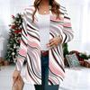 Women's Geometric tribal lines 3D Print Long Sleeve Open Front Cardigan, Casual Loose Fit Lightweight Street Style Outerwear