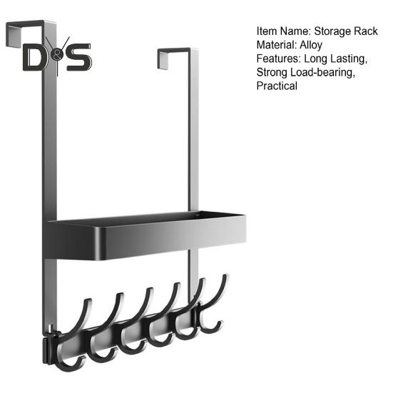 Door Rack Double-Layer Design Strong Load-Bearing Simple Installation Multipurpose Hanger Hook with Storage Shelf