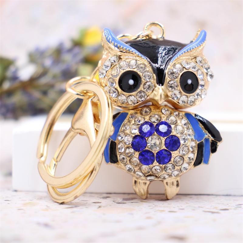 Lovely Owl Keychain Rhinestone Crystal Keyring Key Ring Chain Bag Charm Pendant Gift