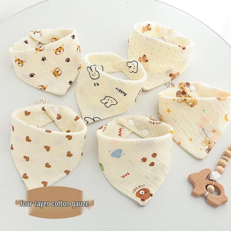 Gekräuselte Baumwollgaze Dreieck Baby Lätzchen & Spucktuch