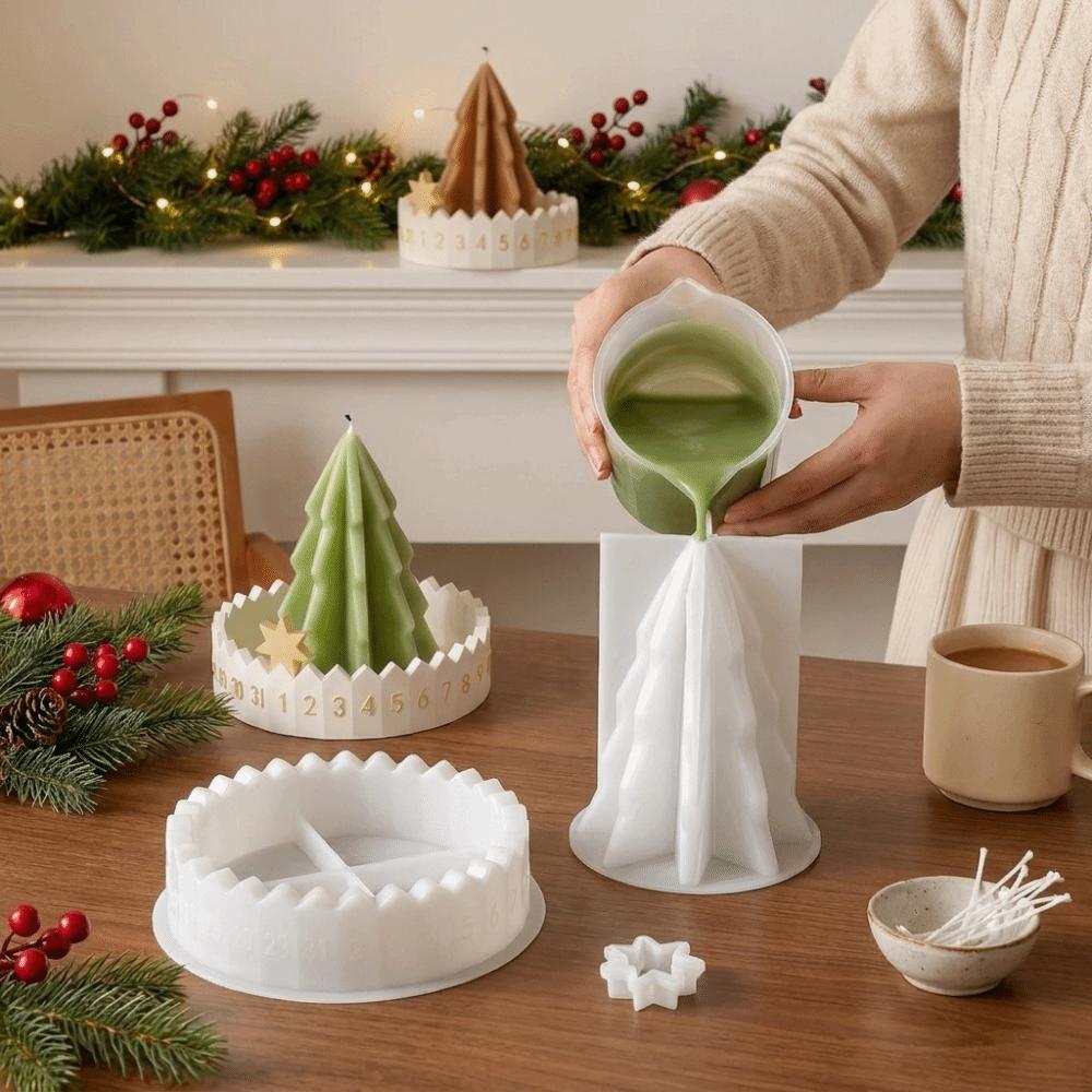 3D Christmas Advent Calendar Silicone Mold Non-stick Candle Holder Mold Home Decoration
