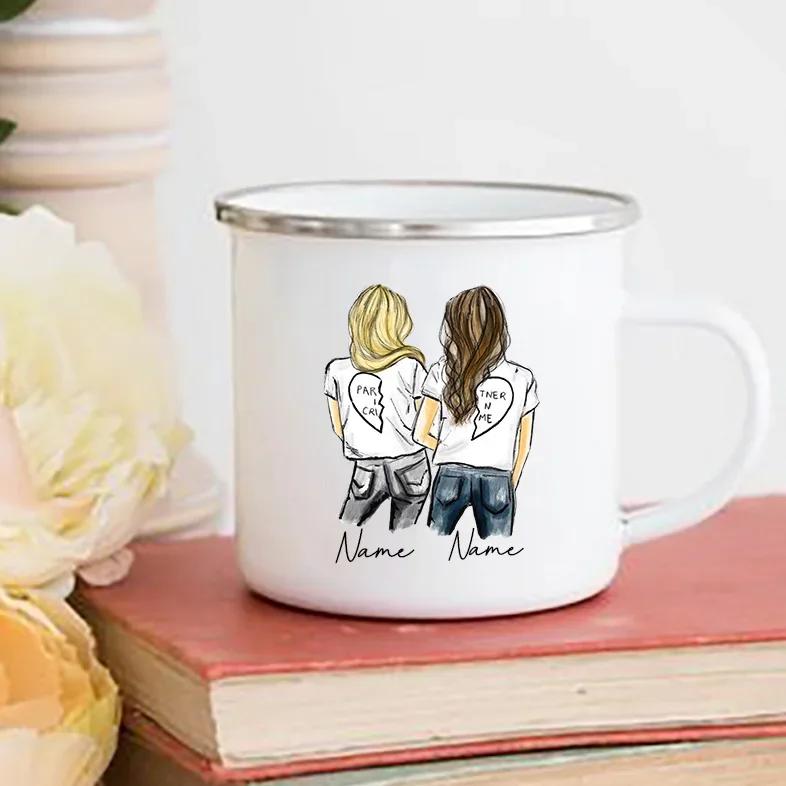 Personalisierte Beste Freundin Tasse Angepasster Name Kaffeetassen Getränke Wein Saft Teetassen Cartoon Mädchen Bedruckte Tasse Geschenke für Freunde