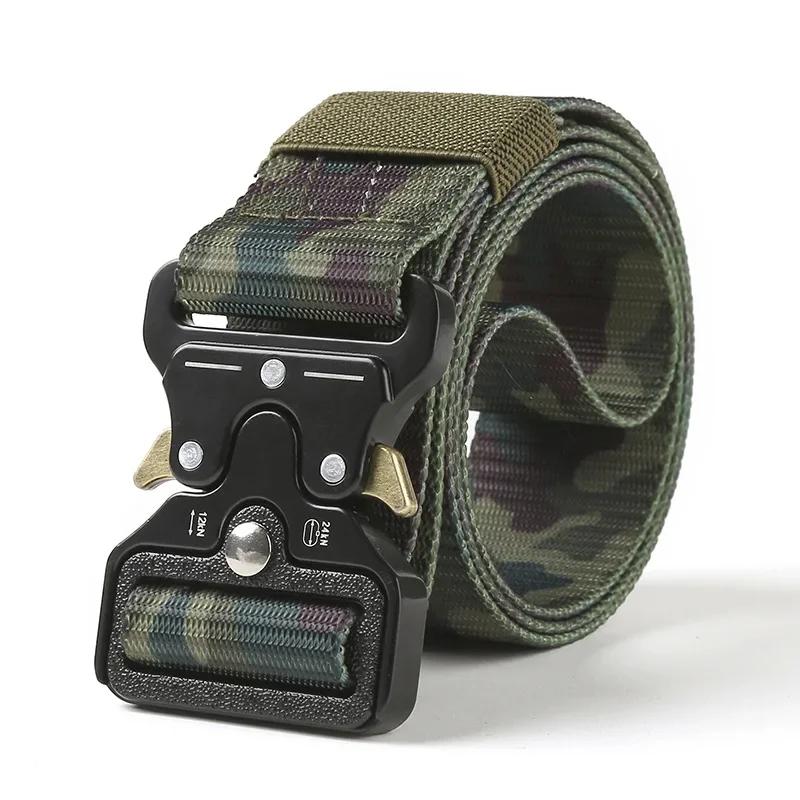 Camouflage Belt Nylon Waistband Quick Release Hunting Training Strong Metal Buckle Police Black Army Belts for Men and Women