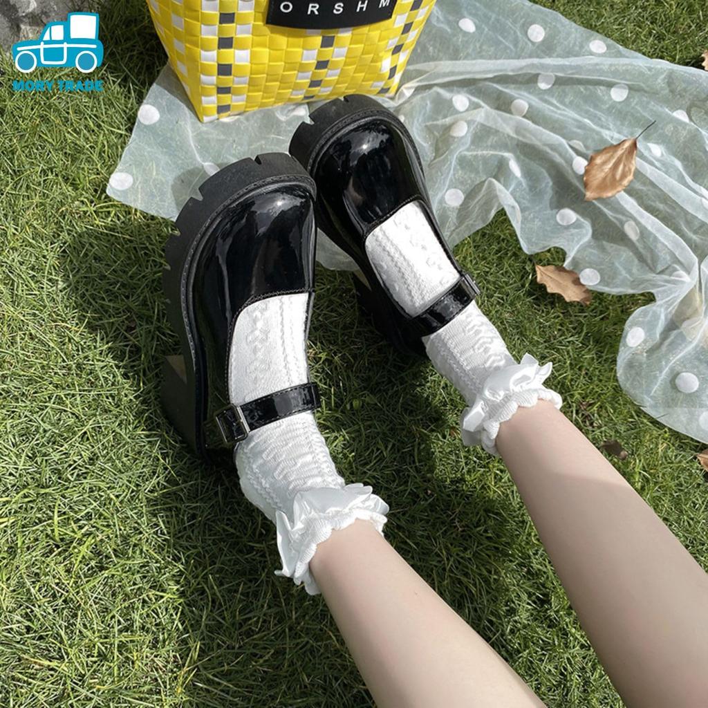[morytrade] Plateau-Lolita-Pumps mit 6 cm Absatz, Cosplay-Schuhe (Glänzend Schwarz, Japanische Schuhgrößen, Erwachsene, Numerisch, 25.0 cm)