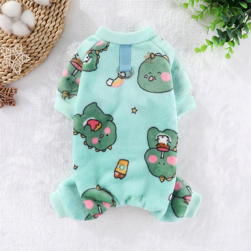 Pet Warm Thickened Flannel Four-legged Autumn and Winter Puppy Dog Cat Teddy Traction Hatless Clothing Supplies Clothing