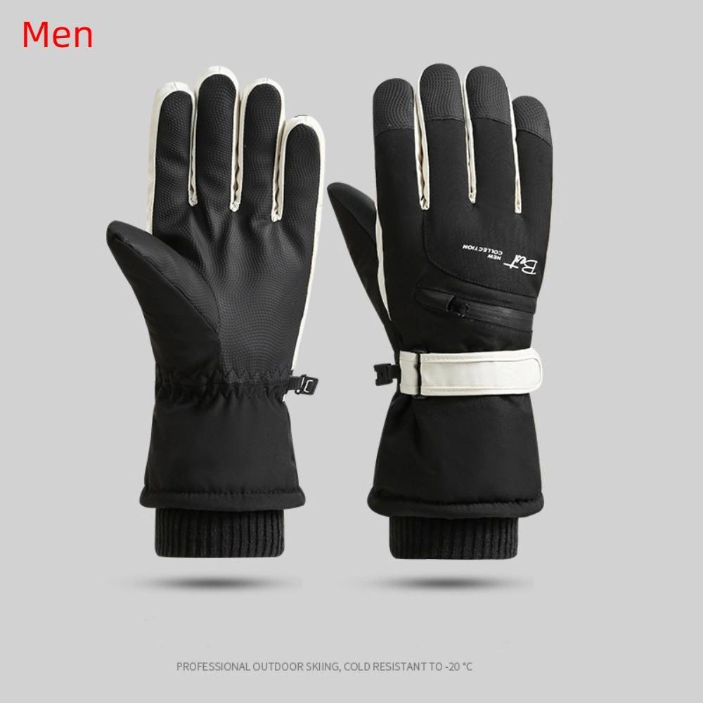 With Zippered Pocket Touchscreen Gloves Full Finger Motorcycle Gloves Windproof Ski Gloves  Camping