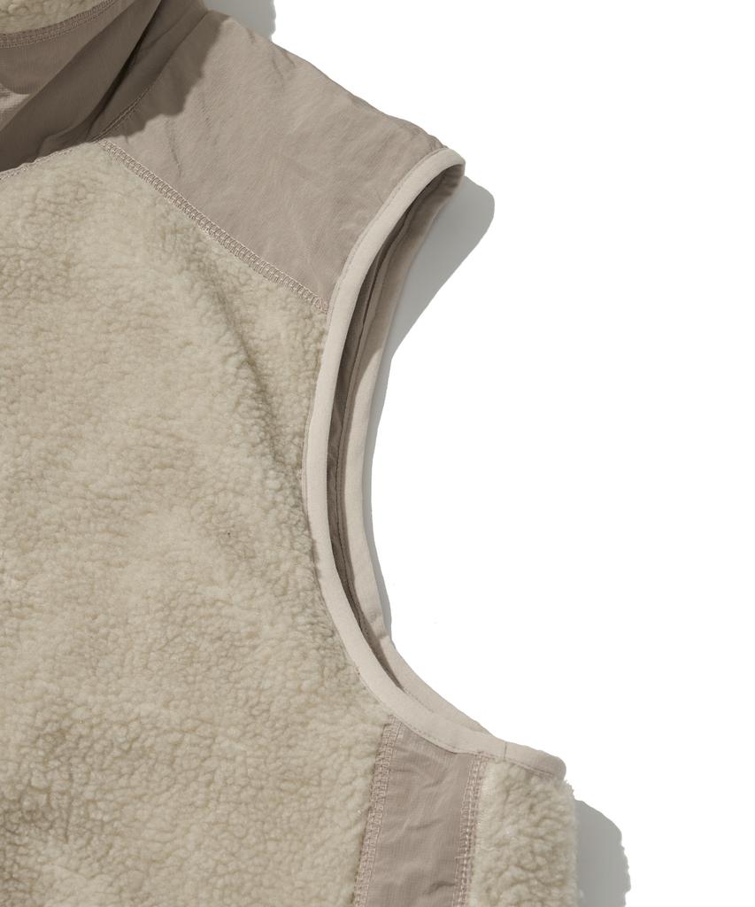 Welter Experiment Chest Holepocket Fleece Vest_Cream_Wol049