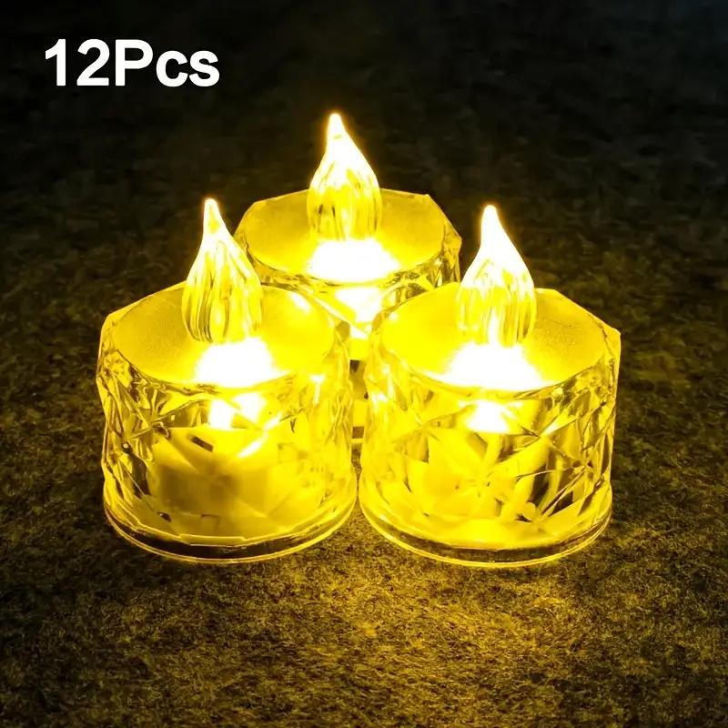 LED Crystal Rhombus Tea Light: Transparent Decorative Candle Lamp for Bar, Birthday, or Atmosphere Lighting