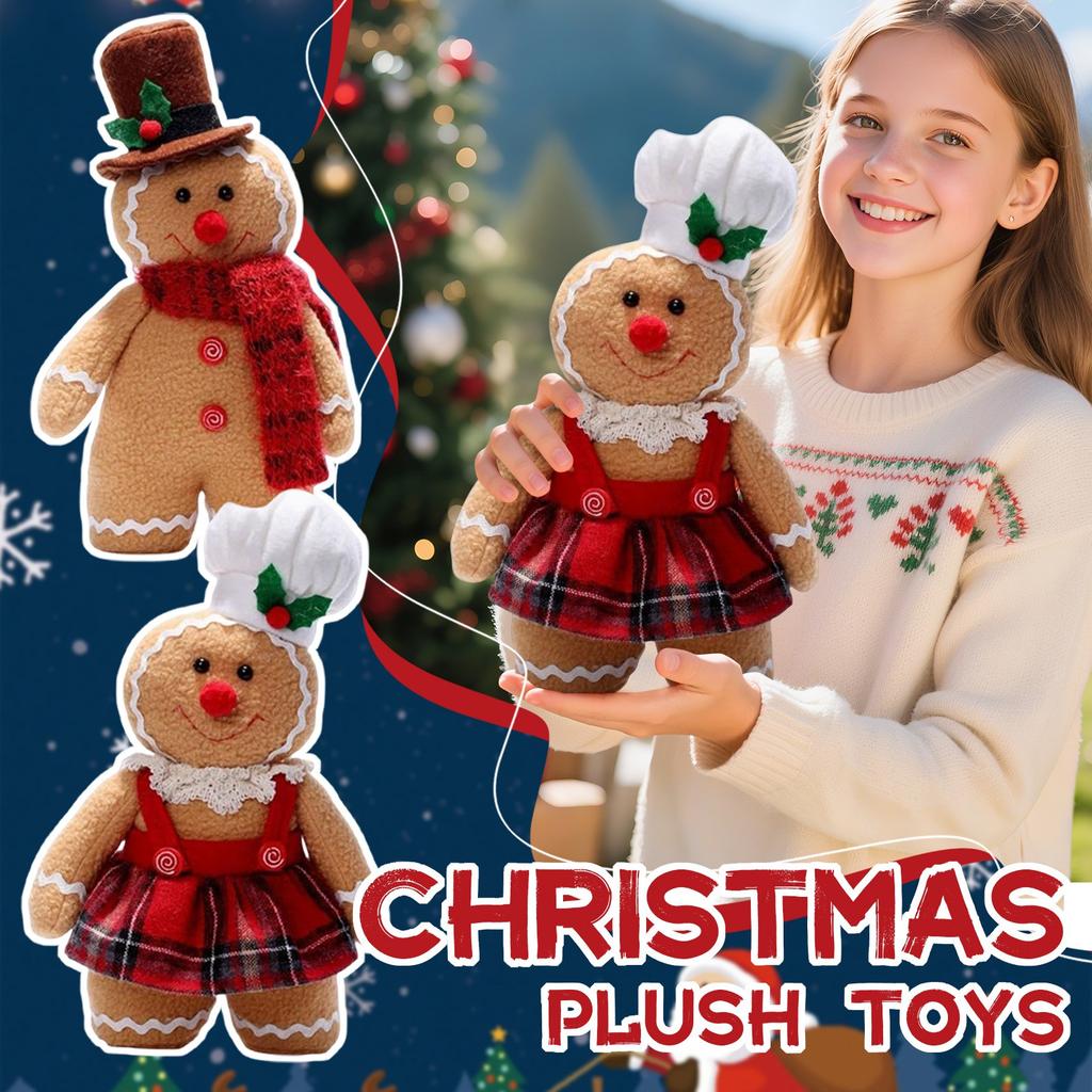 2pcs Cute Gingerbread Mans Gnome Decoration Men's And Women's Plush Set For Christmas Xmas, Indoor And Outdoor Decoration