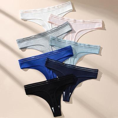 7 Pezzi Perizoma Sexy Donna Tangas Vita Bassa Biancheria Intima Ragazze Traspirante T-back Mutandine in Cotone Ragazze Monocolore Mutandina Femminile