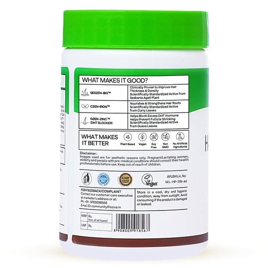 OZiva Hair Vitamin Capsules for Hair Growth & Hair Fall Control,100% Natural with Biotin, Iron,Clinically Proven Hair Growth Supplements