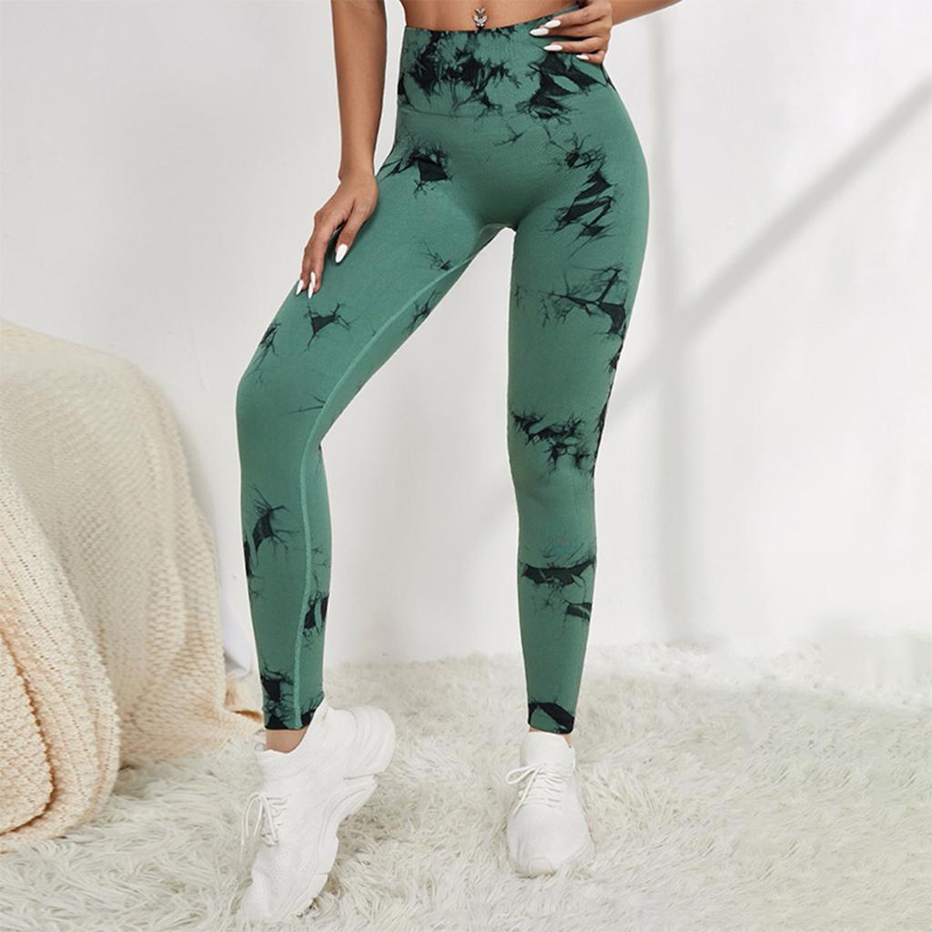 High Waist Tie Dye Yoga Leggings for Women Butt Lifting Workout Seamless Compression Athletic Pants for Gym Fitness Running