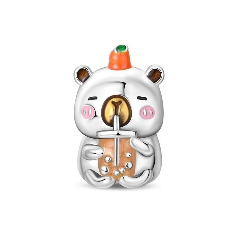 Animal Charms Copper Bear Rabbit Dog Panda Elephant Pig Kapibala Beads Pendants Fit Bracelet Diy Fine Jewelry Gift