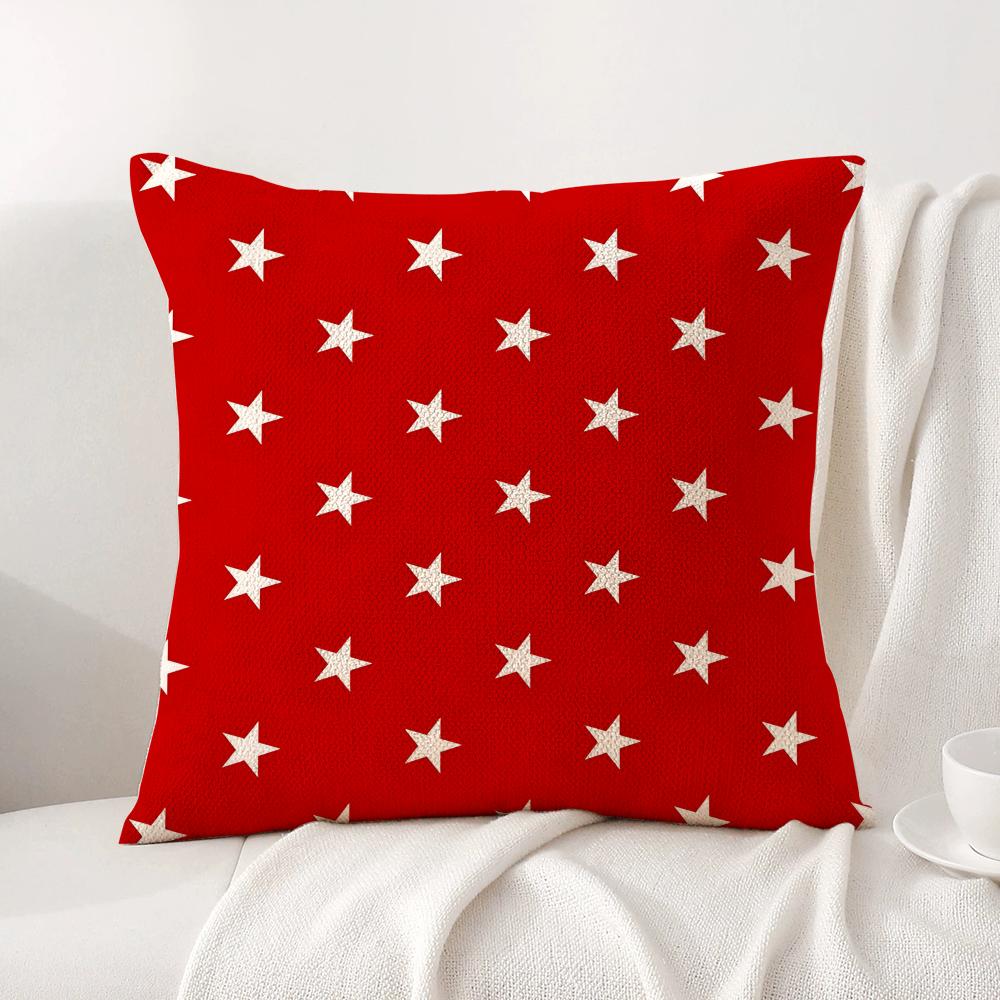 Klassische Sterne Kissenbezug Natürlicher Leinen Bio-Stoff Beidseitiger Druck Sofa Heimdeko Geschenk Kissenbezug