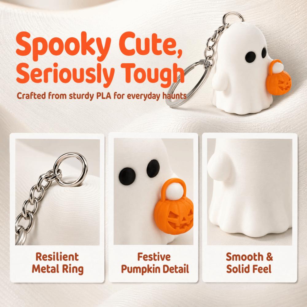 5 Expressions Halloween Keychain Pumpkin 3D Printed Keyring White Ghost Pendant  School Bag