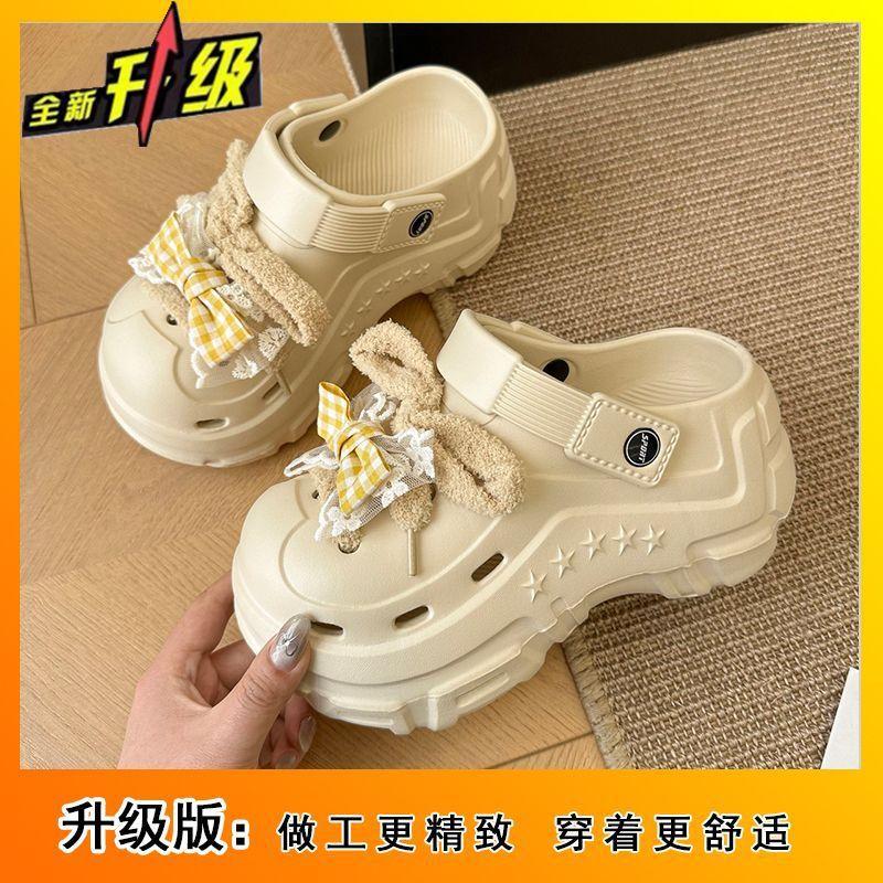 

Thick-bottomed bow-tie fashion slippers women s summer wear versatile, comfortable and casual beach women s cool slippers 2025 new 40