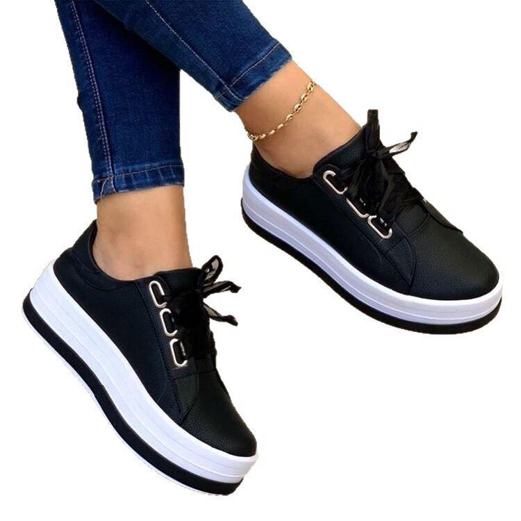 Large Women's European & American Round Toe Thick Sole Casual Shoes