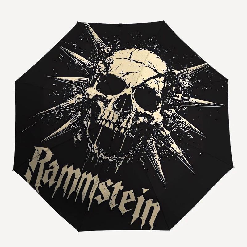 1pc Rammstein Skull Spikes Metal Band Logo Umbrella with Plastic Handle,Suitable for All Seasons Home Travel Outdoor UmbrellaM948