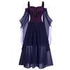 Zpanxa Halloween Costume Gothic Witch Medieval Dress Plus Size Cosplay Vintage Maxi Dress Long Sleeve Splicing Retro Gown Button Irregular Dress
