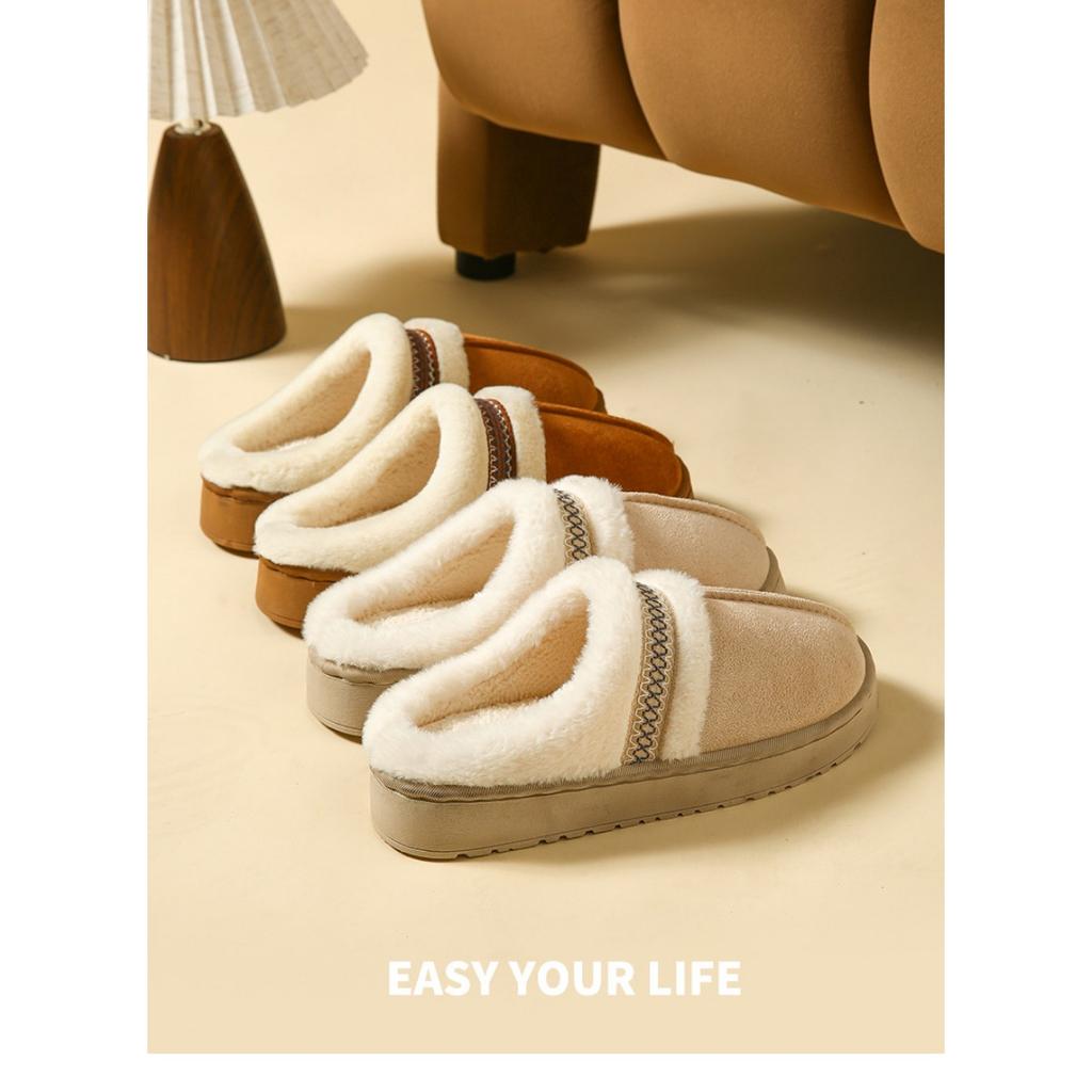 Indoor Cotton Slippers for Women In Winter, Thick Soled Woolen Shoes for Women To Wear Outside, Warm Plush Cotton Slippers for Women In Winter