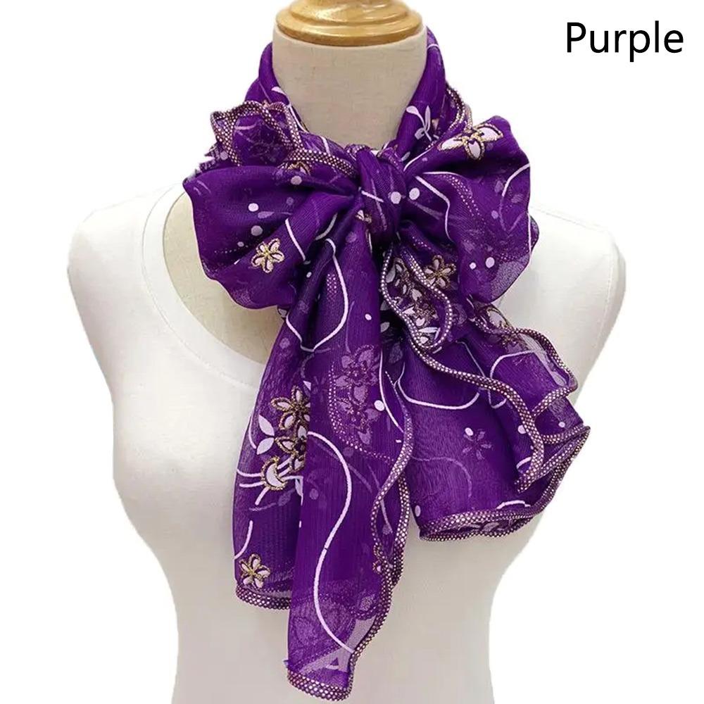 

1Pcs New Lightweight Lace Scarf Elegant Print Silk Neckerchief Shawl Headband Wraps Hair Accessories Bandana