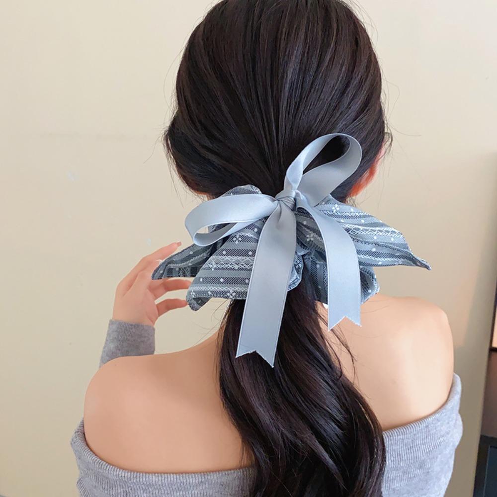 Korean Style Plaid Silk Ribbon Scrunchies Elastic Large Intestine Hair Ring Friends