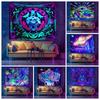Halloween Skull Decoration Blacklight Tapestry Fluorescent Wall Posters Hanging