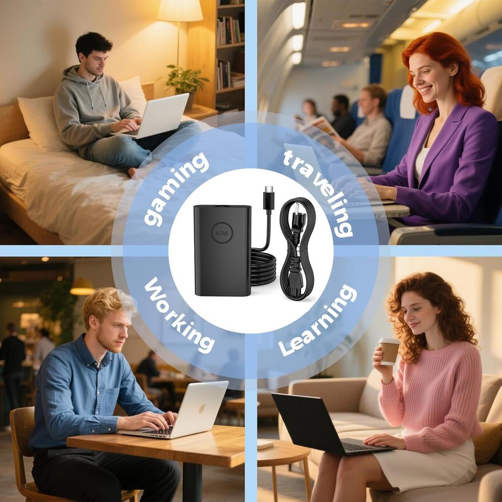 65W USB-C Laptop Charger Compatible with Dell XPS Latitude 5000 Series Laptop Cord