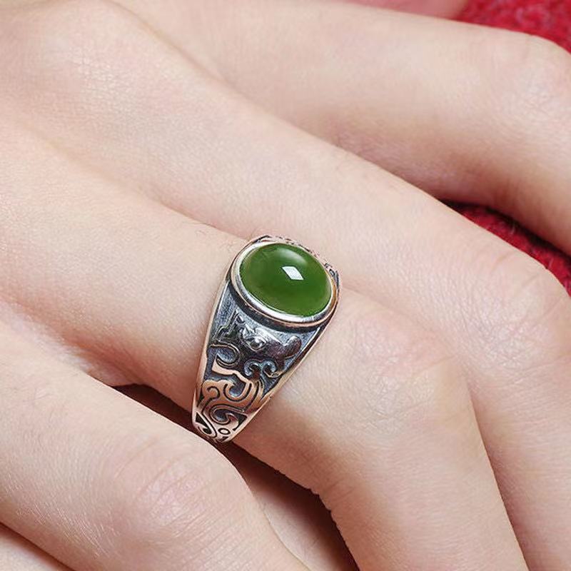 Men Hip Pop Glass Lucky Cloud Shape Open Ring
