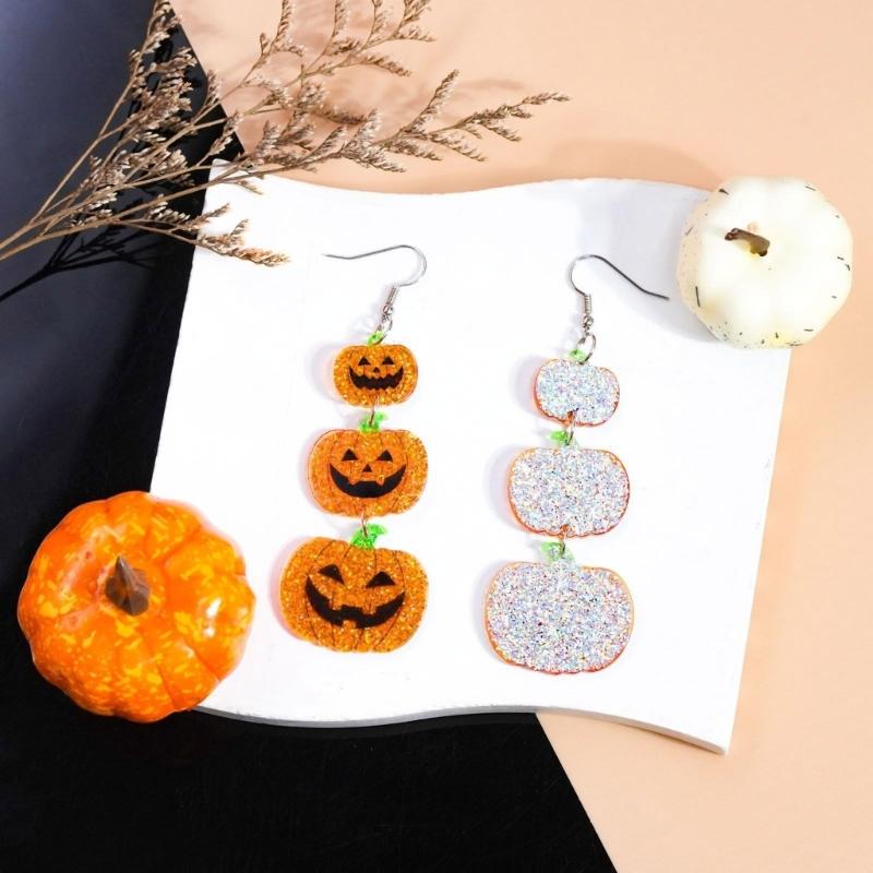 Lightweight Acrylic Skull Bat Dangle Earrings For Women Spooky Halloween Gothic Jewelry Accessories