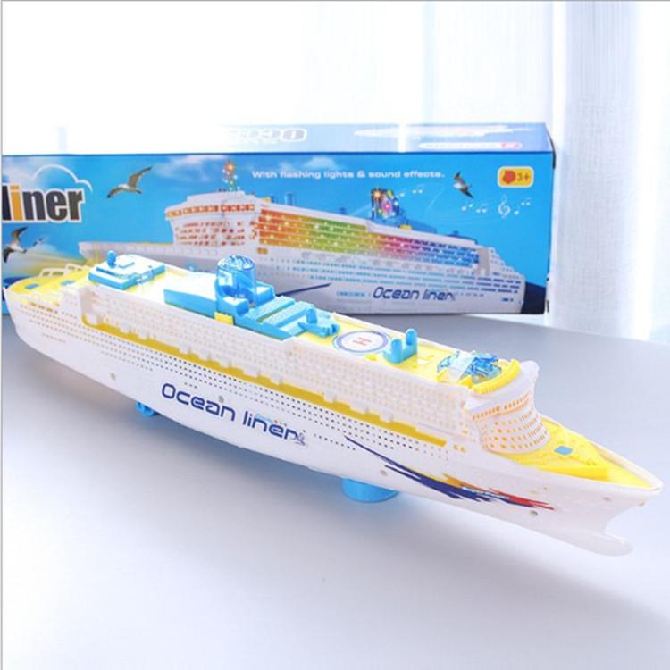 Omni-Directional Electric Cruise Ship Model with Lights & Music - Children s Toy. 49 x 6.5 x 12 cm