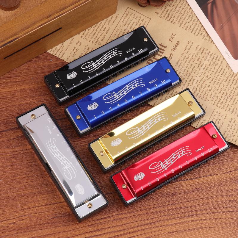 Harmonica Key Of C 10 Hole Diatonic Harmonica C With Case For Beginner Students Kids Gift Metal Harmonica