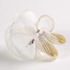 Fabriqué au Japon. Corsage Élégant en Satin x Organza avec Perles, Blanc cassé.