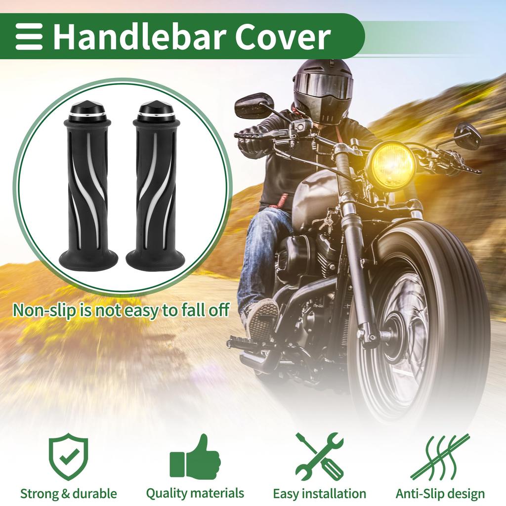BULLSPANN Universal Motorcycle Hand Grip Cover Non-slip Aluminum Alloy Rubber Handlebar Grip Motorcycle Scooter White 1 Pair 22mm 24mm