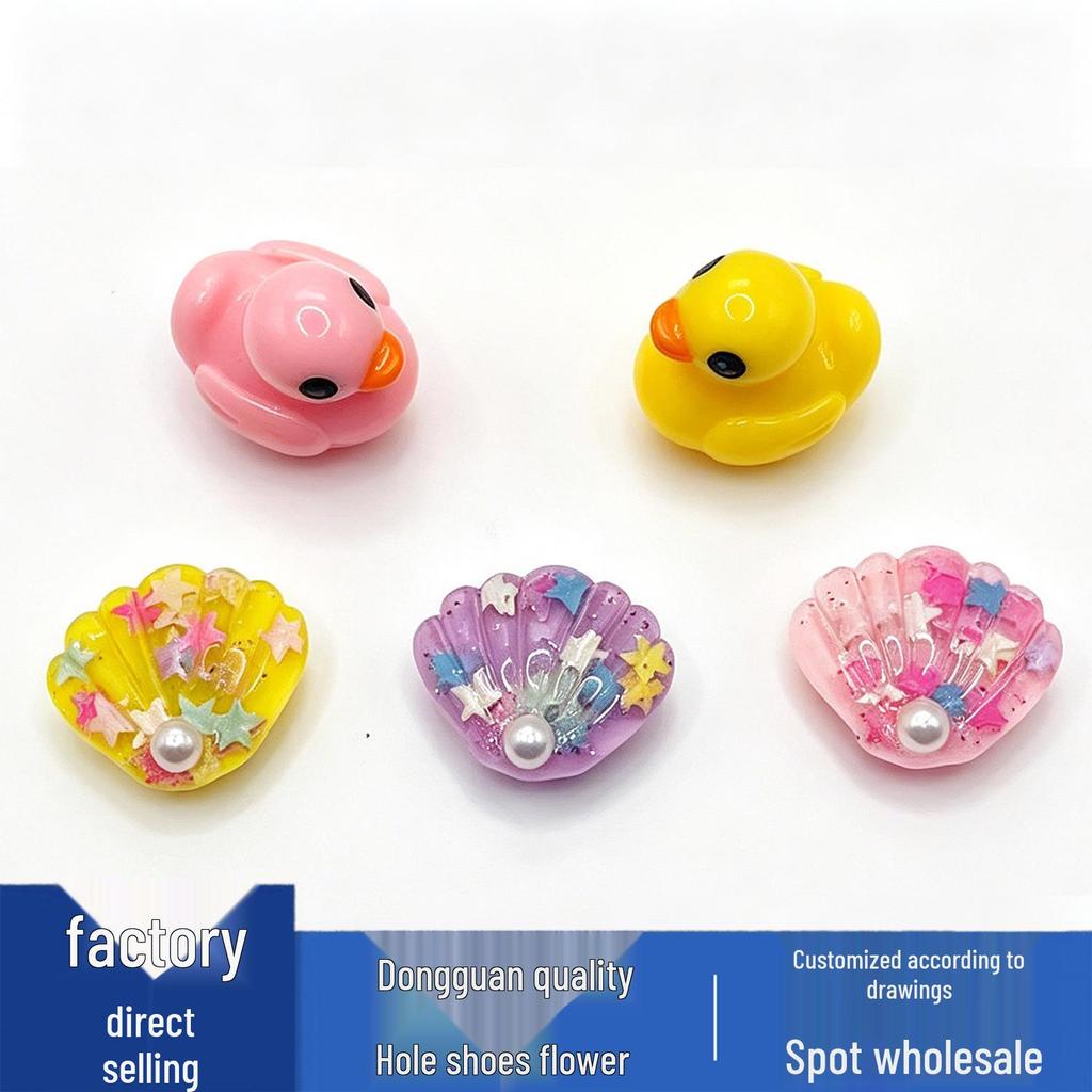 New Crocs Flower & Duck Acrylic Shell Charms: Versatile Buckles for Shoe Decorations