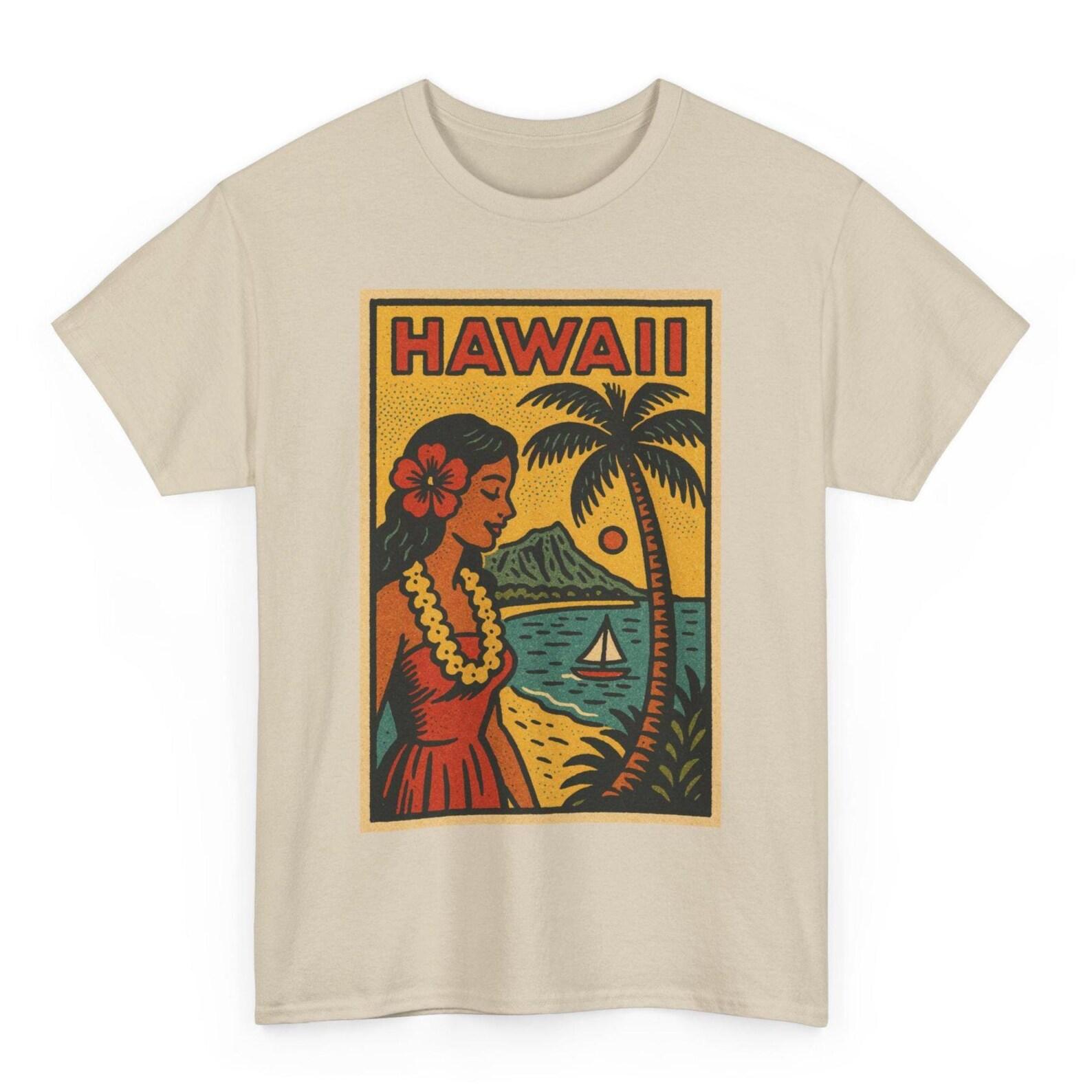 Retro Hawaii T-Shirt: Unisex Comic Style Tropical Graphic Tee 2XL