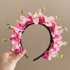 Adjustable Silk Flower Headband Beautiful Flower Hairband Accessory Lovely Flower Embellished Hair Decoration