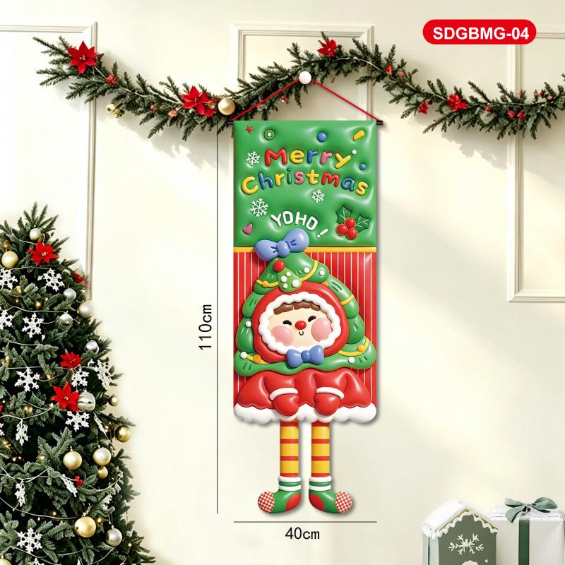 Santa Snowman Door Curtain: Christmas Eve Hanging Couplets for Festive Decoration
