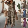 Fashion Summer Spring Short Sleeve V-Neck Casual Dresses International Design
