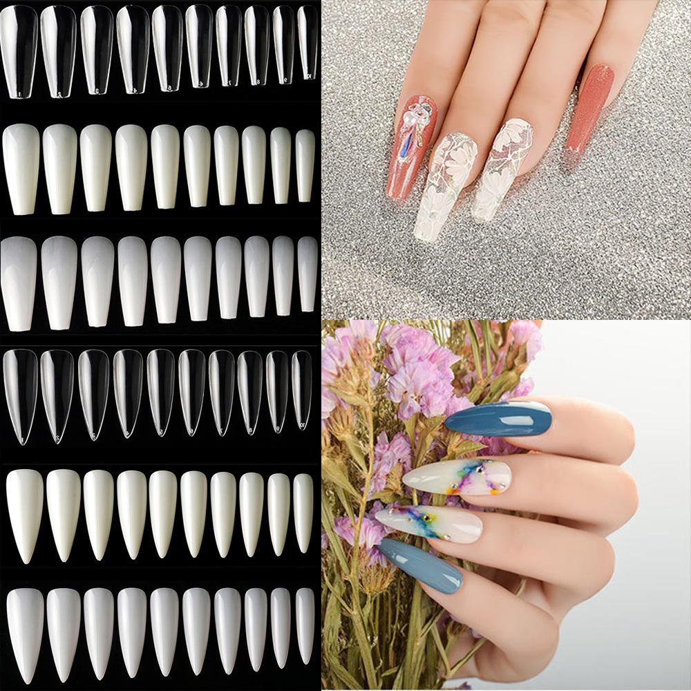 

Seamless Half Cover Full Cover Press On Nail Art Tips Manicure Oval False Nails French Fake Nails