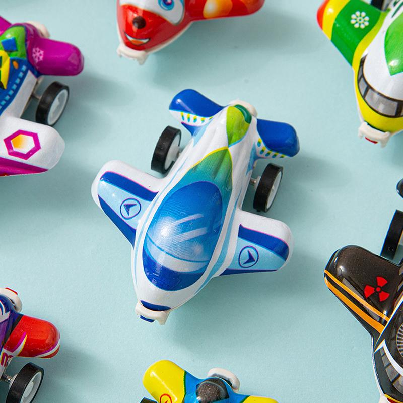 12Pcs Random Cartoon Colored Shell Planes Children Cute Plastic Pull Back Toys Kids Mini Plane Model Toy Gifts