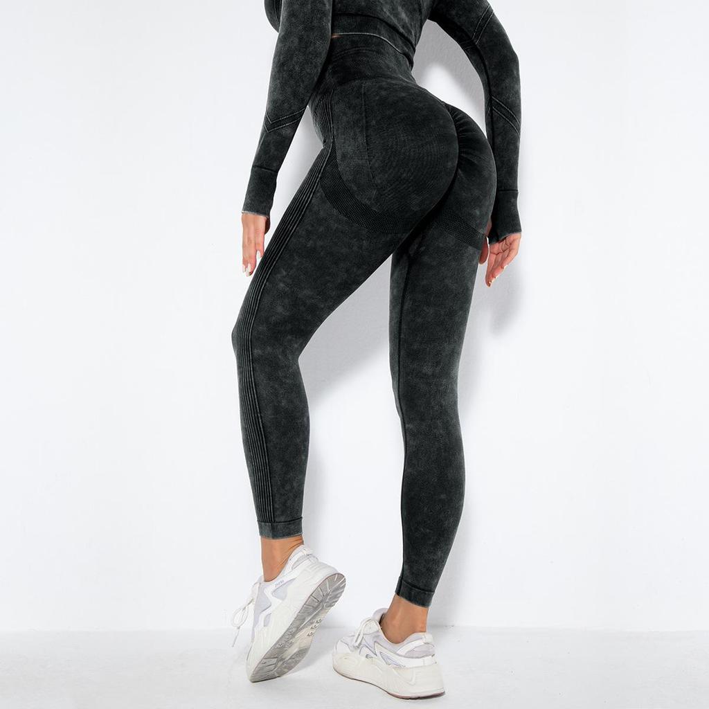 Seamless Frosted Yoga Set: Long Sleeve & High Waist Pants for Women