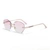 Cut Border Blue Light Reading Glasses Pink Presbyopia Glasses Frameless Women Ultra Light Gradient Purple Diamond Lenses