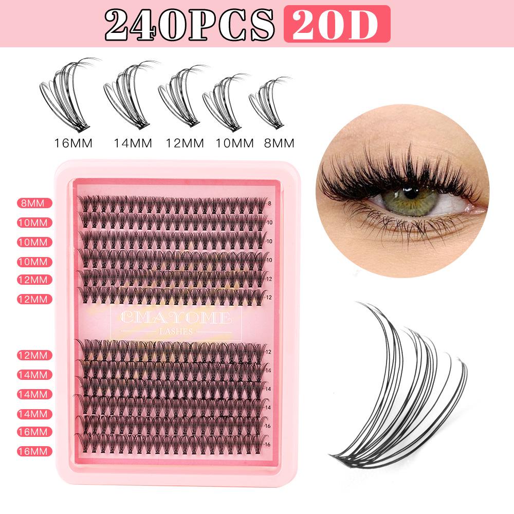 

Гарячий продаж Набір сегментних накладних вій D-загину - 240 Сегментованих Густих Кучерявих Пучків