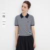 Navigare Women's Striped Short Sleeve Polo Knit Shirt