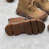 Johnature Vintage Handmade Genuine Leather Thick Sole Short Boots Round Toe Lace Up Cowhide Women's Shoes